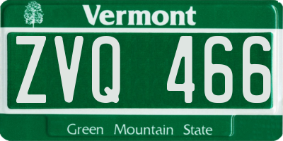 VT license plate ZVQ466