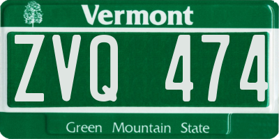 VT license plate ZVQ474