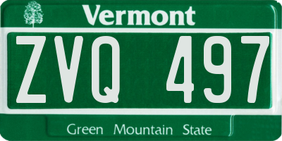 VT license plate ZVQ497
