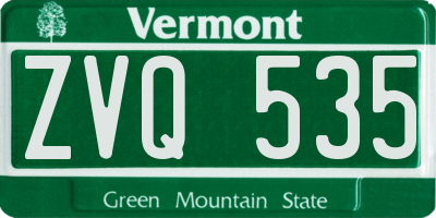 VT license plate ZVQ535