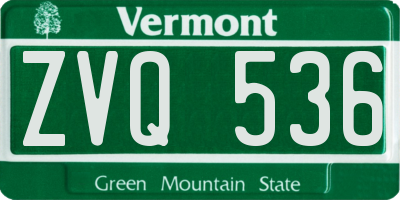 VT license plate ZVQ536