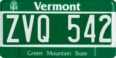 VT license plate ZVQ542