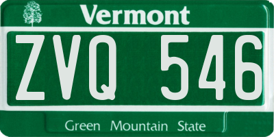 VT license plate ZVQ546