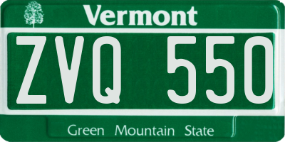 VT license plate ZVQ550