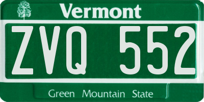 VT license plate ZVQ552