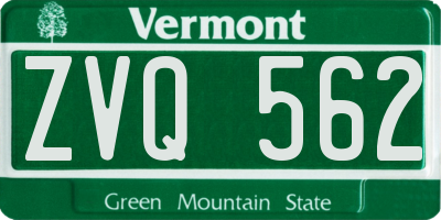 VT license plate ZVQ562