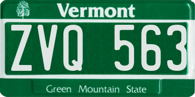 VT license plate ZVQ563