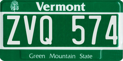 VT license plate ZVQ574