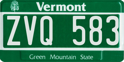 VT license plate ZVQ583