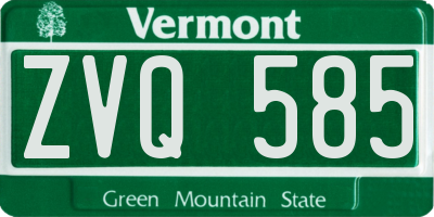 VT license plate ZVQ585