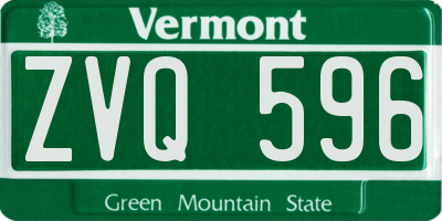 VT license plate ZVQ596