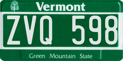 VT license plate ZVQ598
