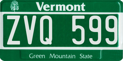 VT license plate ZVQ599