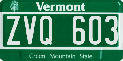 VT license plate ZVQ603