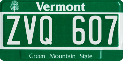 VT license plate ZVQ607