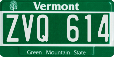 VT license plate ZVQ614
