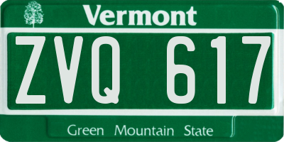 VT license plate ZVQ617