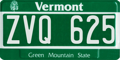 VT license plate ZVQ625