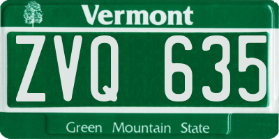 VT license plate ZVQ635
