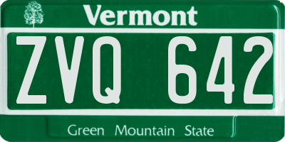 VT license plate ZVQ642