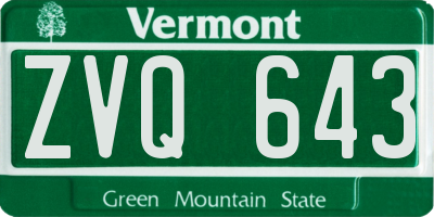 VT license plate ZVQ643