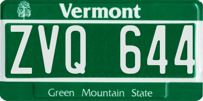 VT license plate ZVQ644