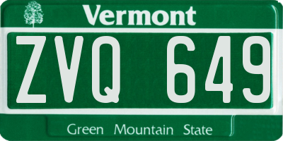 VT license plate ZVQ649