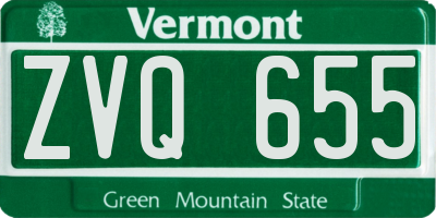 VT license plate ZVQ655