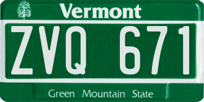 VT license plate ZVQ671