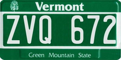 VT license plate ZVQ672