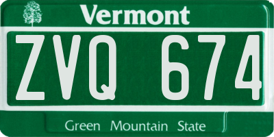 VT license plate ZVQ674