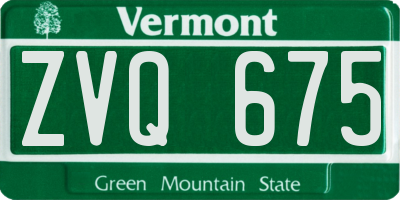 VT license plate ZVQ675