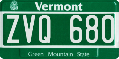 VT license plate ZVQ680