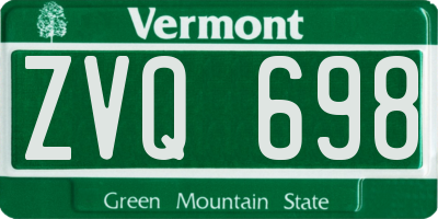 VT license plate ZVQ698