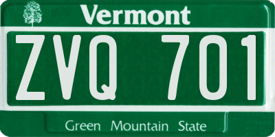 VT license plate ZVQ701