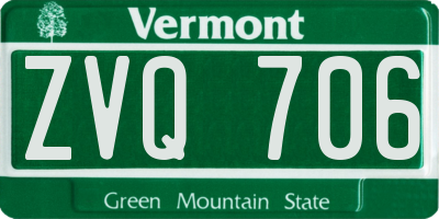 VT license plate ZVQ706