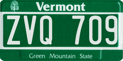 VT license plate ZVQ709