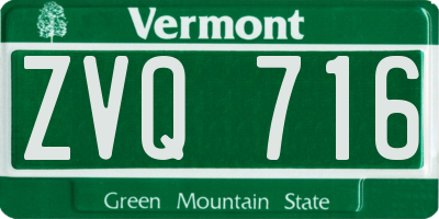 VT license plate ZVQ716