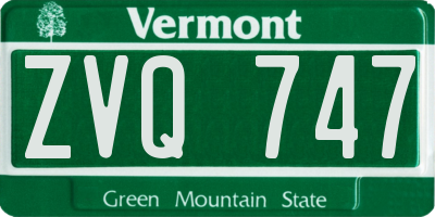 VT license plate ZVQ747
