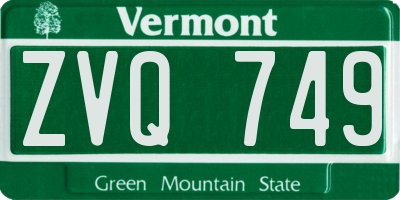 VT license plate ZVQ749