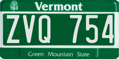 VT license plate ZVQ754