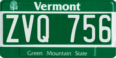 VT license plate ZVQ756