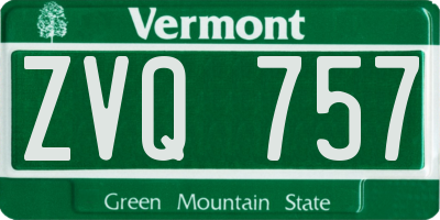 VT license plate ZVQ757