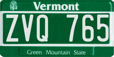 VT license plate ZVQ765