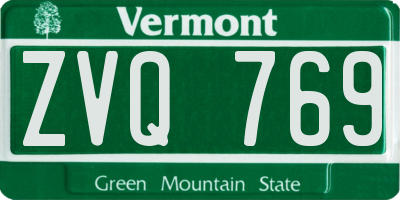 VT license plate ZVQ769