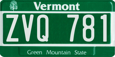 VT license plate ZVQ781