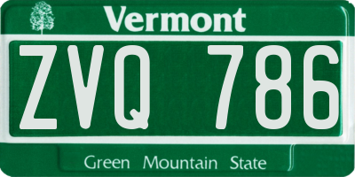 VT license plate ZVQ786