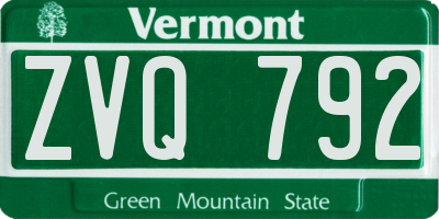 VT license plate ZVQ792