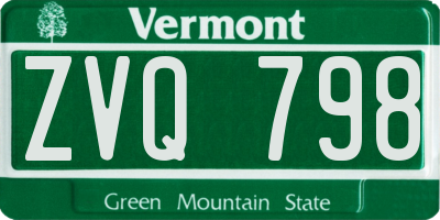VT license plate ZVQ798
