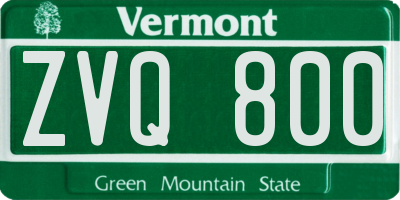 VT license plate ZVQ800